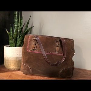 Suede brown and pink Coach bag